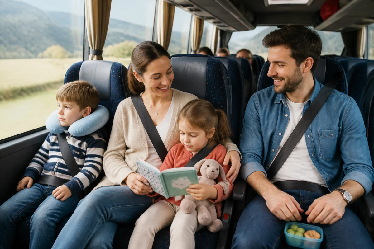 Voyager en autocar avec des enfants
